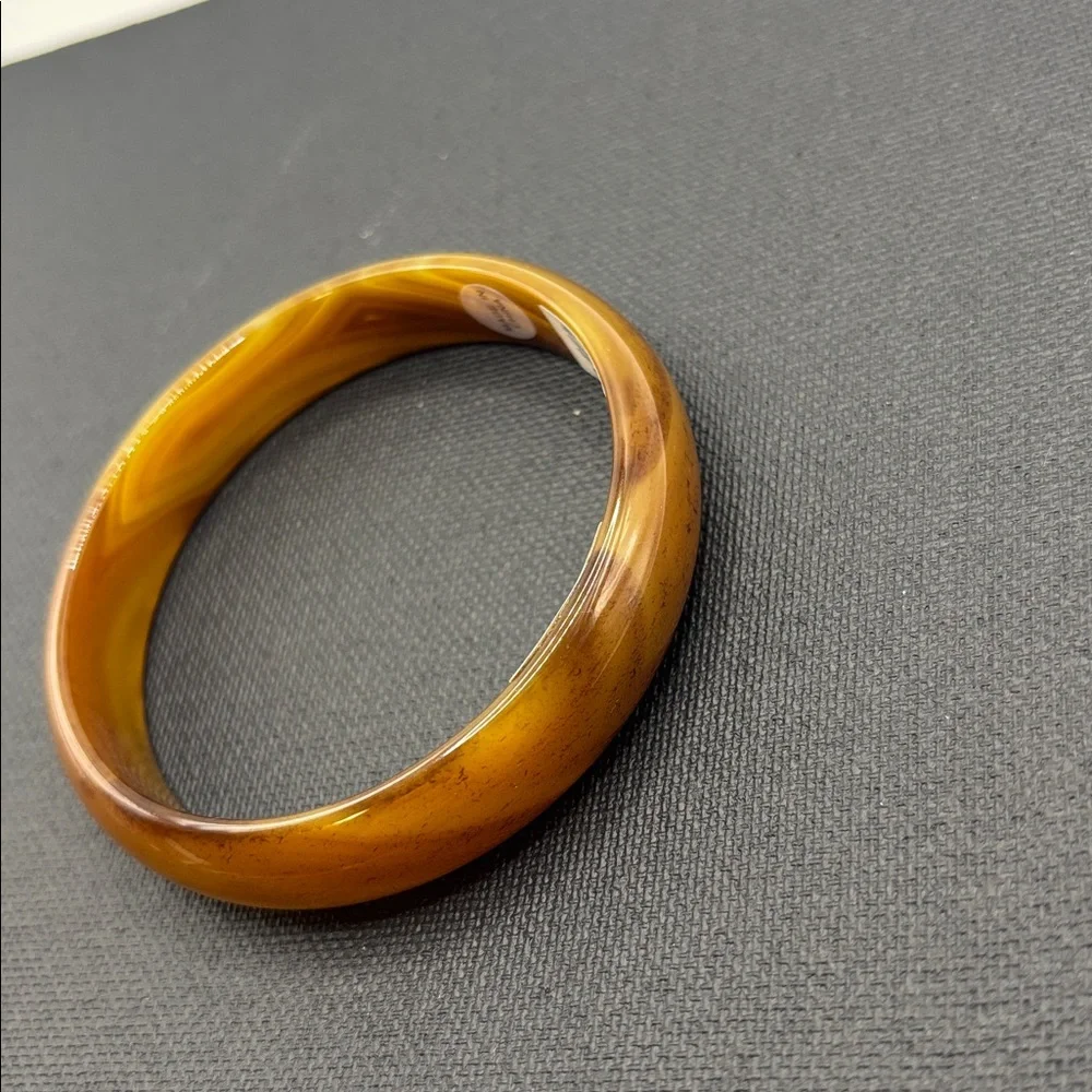Glass Carmel Brown Agate Bangle Bracelet Swirl design boho vintage style NWT